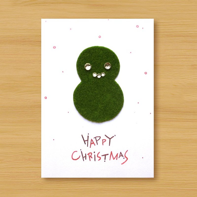 手工小草皮卡片 _ 草皮小雪人 HAPPY CHRISTMAS ...圣诞卡 - 卡片/明信片 - 纸 绿色