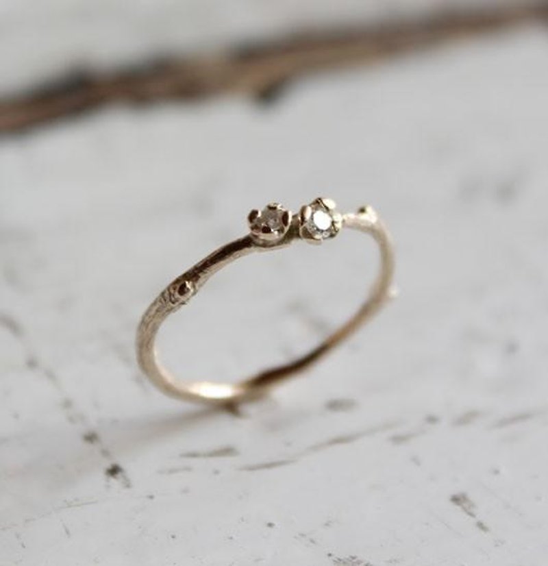 Branche ring with small flowers - K10 gold - - 戒指 - 贵金属 金色