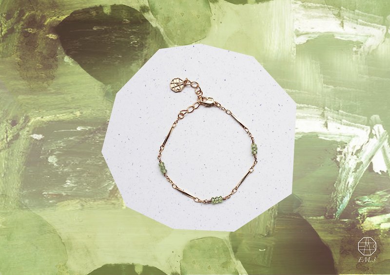 8月诞生石-Peridot橄榄石鱼子系列22K手链 - 手链/手环 - 宝石 绿色