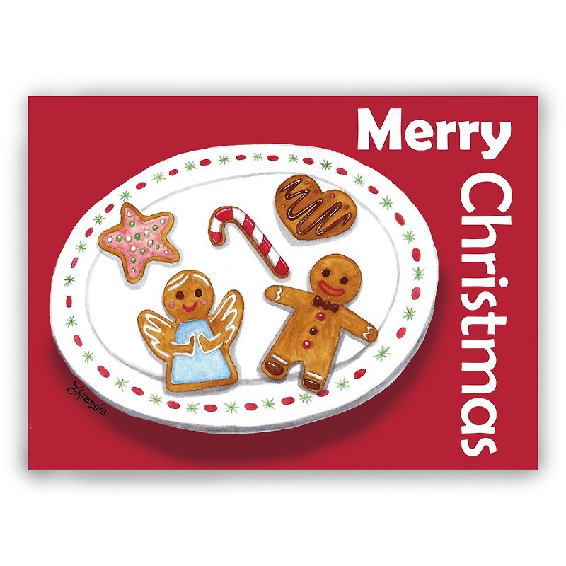 圣诞节-手绘插画万用卡圣诞卡/明信片/卡片/插画卡--圣诞姜饼人 - 卡片/明信片 - 纸 