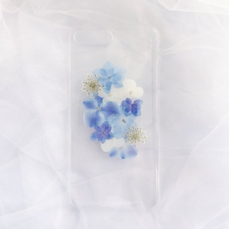 蓝紫色系绣球花 蕾丝花 押花手机壳 蓝天白云设计 - 手机壳/手机套 - 其他材质 蓝色