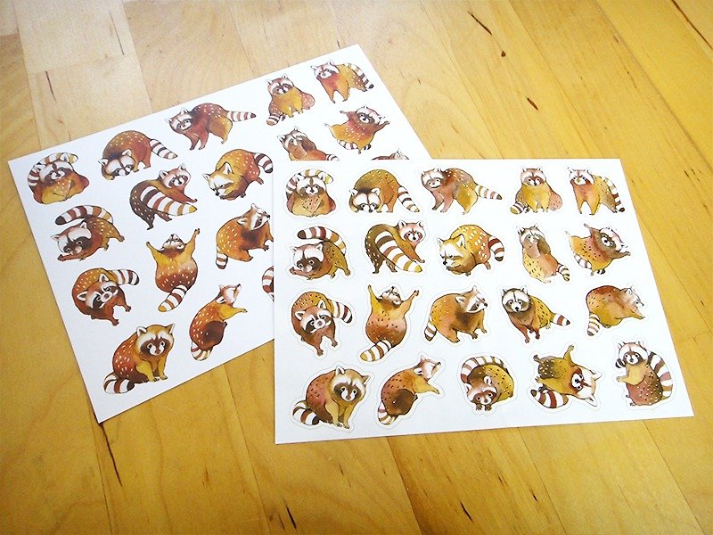 歪的工作室-浣熊烫浅金贴纸+明信片背卡Raccoon Stickers&Postcard - 贴纸 - 纸 