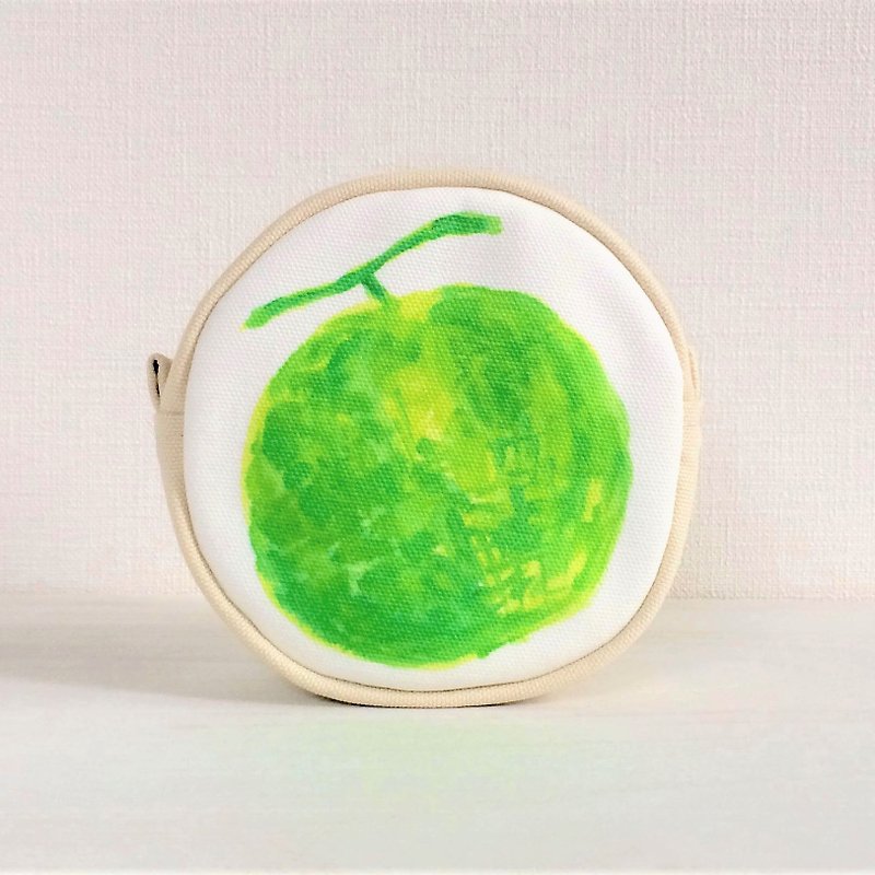 フルーツガーデン サークルポーチ メロン - 化妆包/杂物包 - 棉．麻 绿色