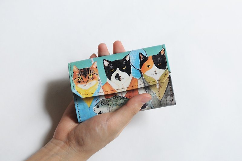 小纸包/卡片零钱包 - 动物系列-猫咪好朋友 - 零钱包 - 纸 蓝色