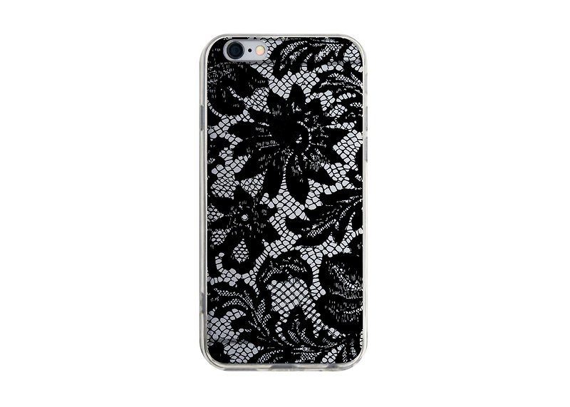 【黑色大蕾丝透明手机壳】iPhone13 12 Pro Max三星Sony华为小米 - 手机壳/手机套 - 塑料 黑色