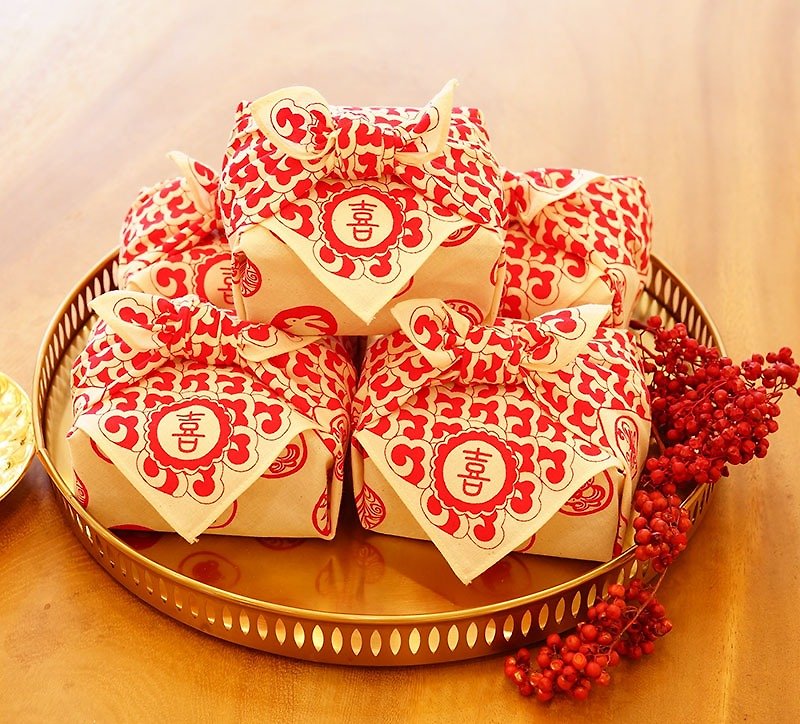 婚礼小物 喜  包裹巾茶包  团购/包邮  组合8包装X10组 结婚礼物 - 茶 - 棉．麻 红色