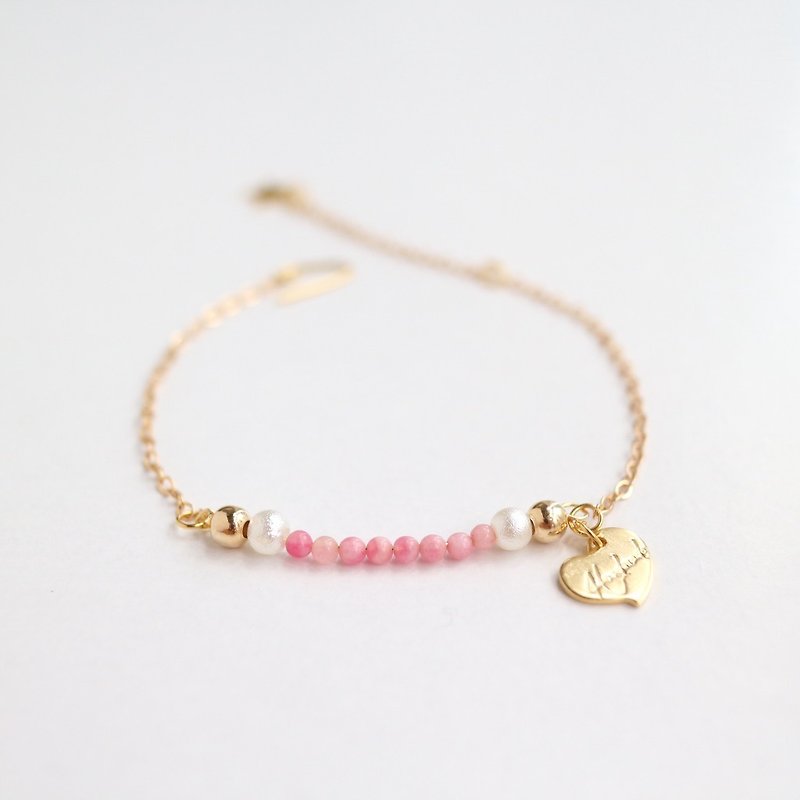 18kgf包金链 粉色天然石珍珠极简约串珠手链手环 - 手链/手环 - 石头 粉红色