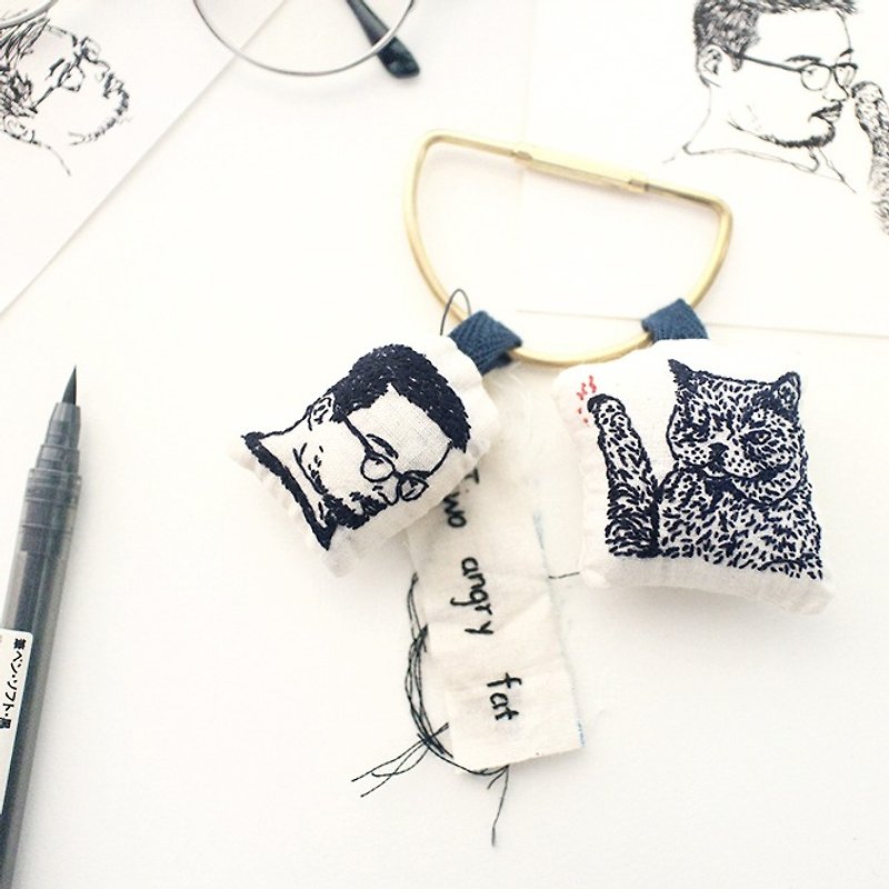 手缝插畫寵物钥匙挂件【仅限定制】| Sako Studio - 钥匙链/钥匙包 - 棉．麻 透明