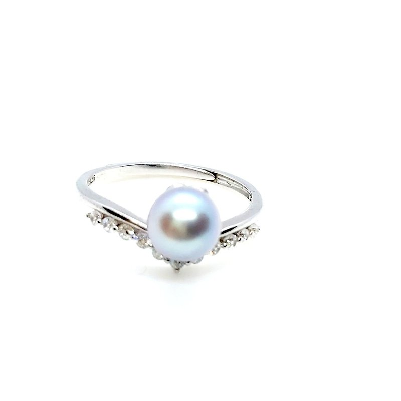 小皇冠海水真多麻珍珠纯银戒指 - 戒指 - 珍珠 