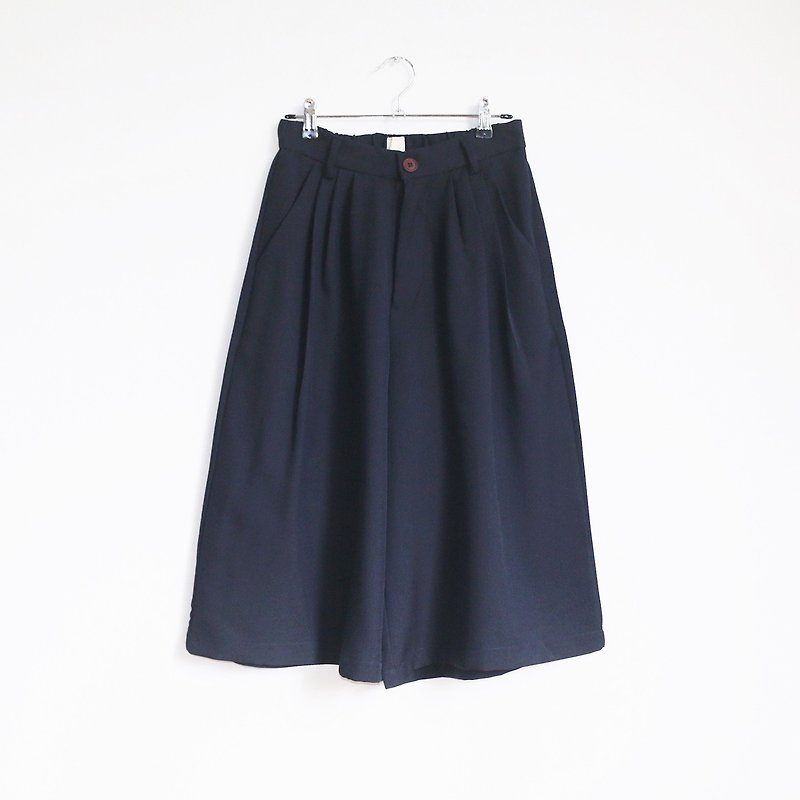 wide pants (navy) - 女装长裤 - 聚酯纤维 蓝色