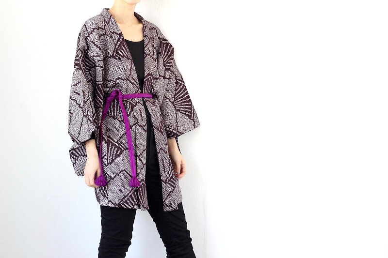 SHIBORI Haori,purple kimono /4133 - 女装休闲/机能外套 - 丝．绢 紫色