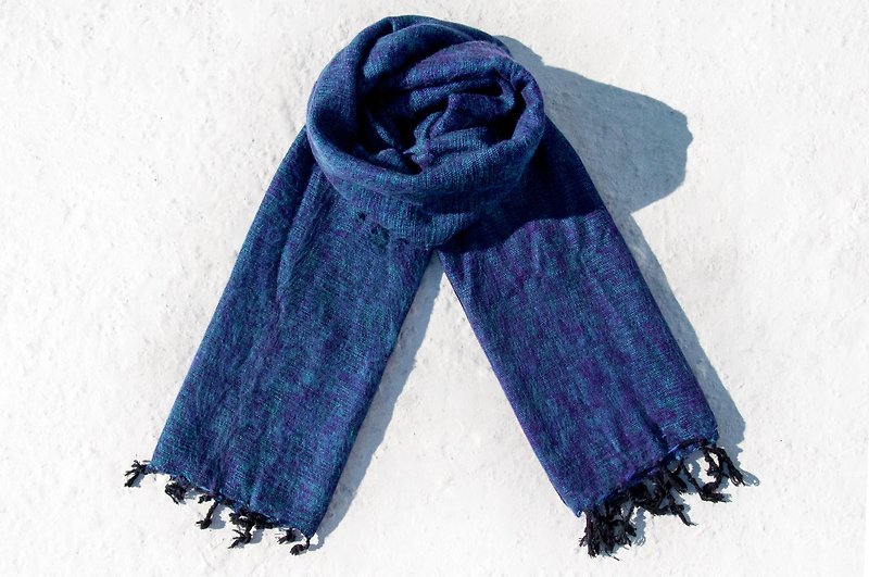 纯羊毛披巾/针织围巾/针织披巾/盖毯/纯羊毛围巾/羊毛披巾-地中海 - 围巾/披肩 - 羊毛 蓝色