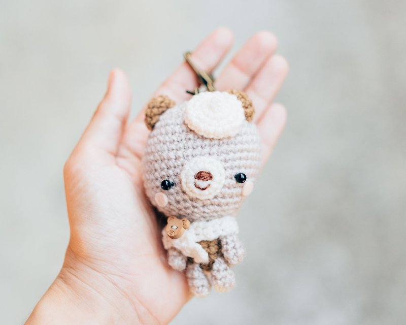 Keychain Amigurumi a Cute Bear/ Crochet keyring/ Cozy doll. - 钥匙链/钥匙包 - 其他材质 咖啡色