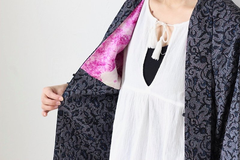 floral kimono, kimono, Japanese kimono, haori /3461 - 女装休闲/机能外套 - 聚酯纤维 蓝色