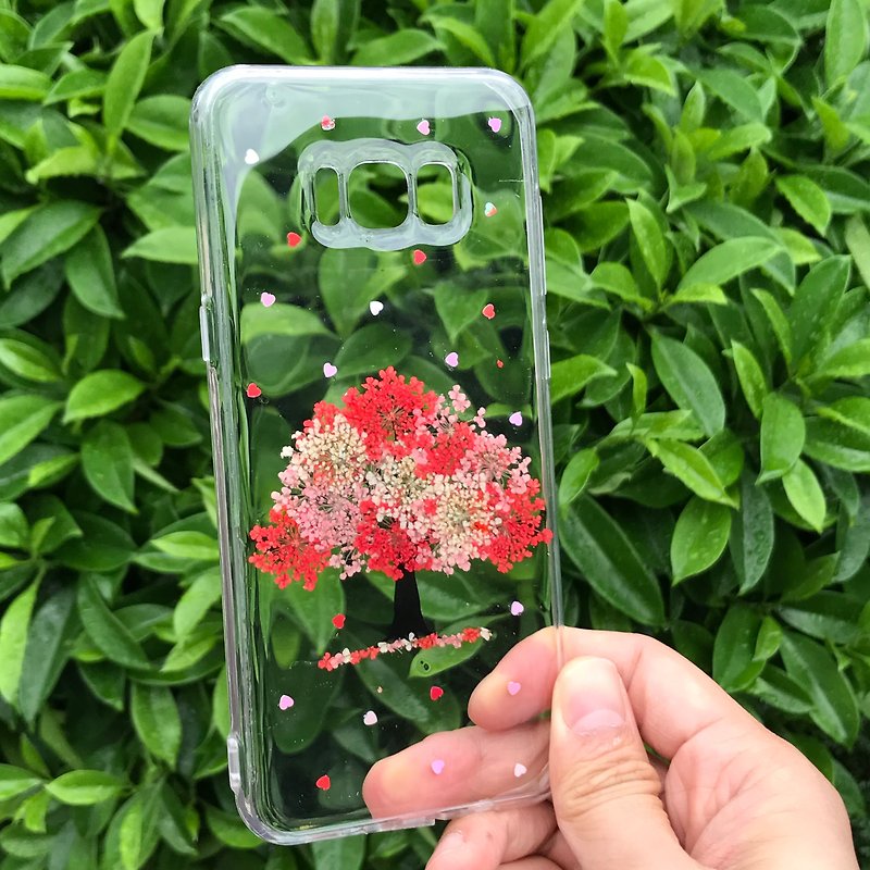 Samsung Galaxy S8 手机壳 Handmade Pressed Flowers Case 押花 干燥花 树 红色压花 027a - 手机壳/手机套 - 植物．花 红色