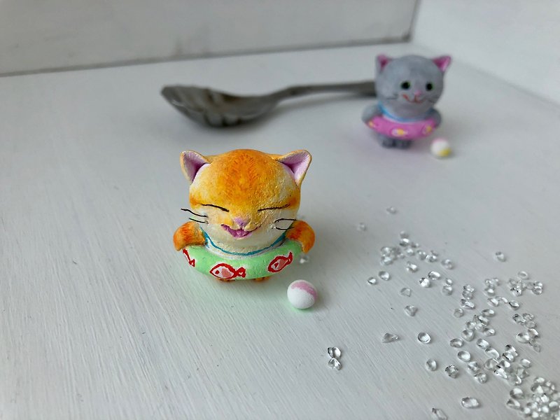 浮き輪猫さん - 玩偶/公仔 - 粘土 黄色