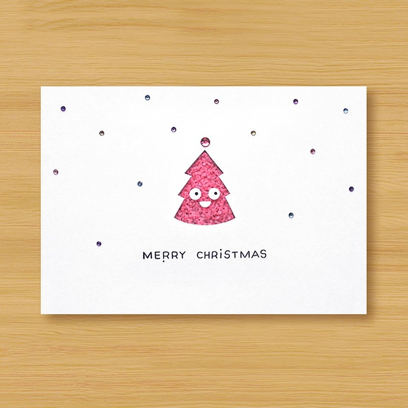 手工夜光卡片 _ 小小圣诞树 A ... 圣诞卡、圣诞节 - 卡片/明信片 - 纸 粉红色