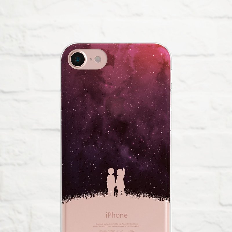 手牵手看星星 -防摔透明壳- iPhone 14系列, Samsung - 手机壳/手机套 - 橡胶 紫色