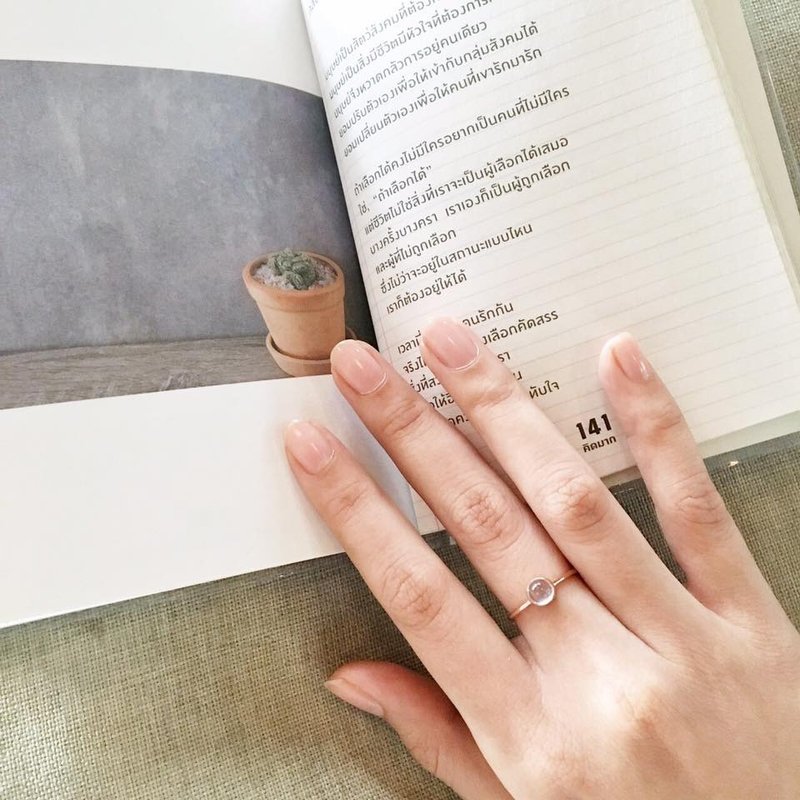 rose quartz ring - 戒指 - 其他金属 粉红色