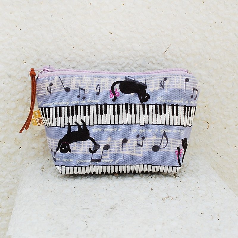 钢琴黑猫_紫 零钱包 - 零钱包 - 棉．麻 紫色