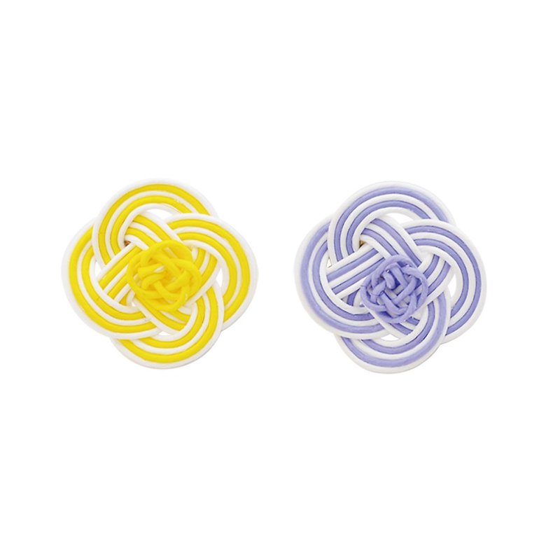 菜の花結びの耳飾り -Yellow×Purple-(イヤリング可) - 耳环/耳夹 - 纸 黄色