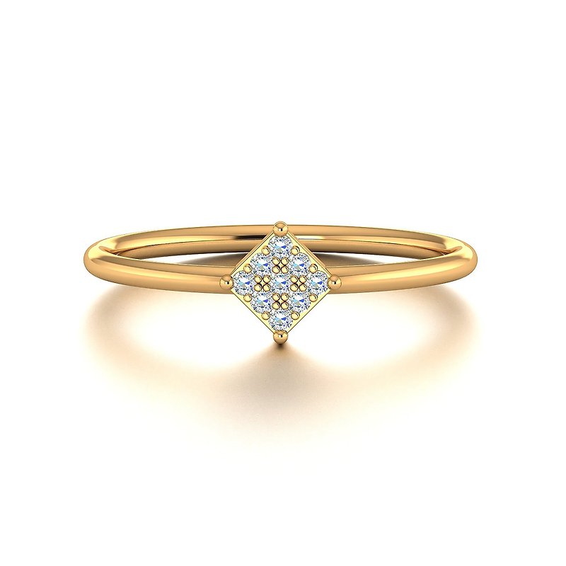 【PurpleMayJewellery】18K白金方形钻石线戒戒指 婚戒订制R026 - 戒指 - 钻石 透明