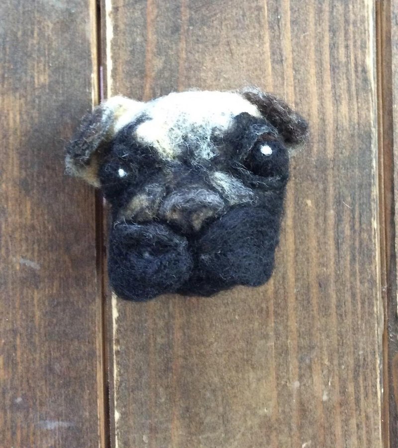 犬のブローチ - 胸针 - 羊毛 黑色