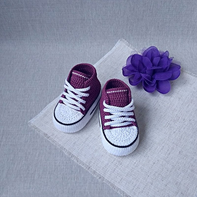 棉製新生兒針織短靴 baby knitted booties for newborns made of cotton - 婴儿鞋 - 棉．麻 多色