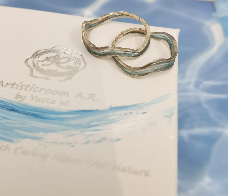 海洋设计树脂情侣银戒指 - 戒指 - 树脂 蓝色