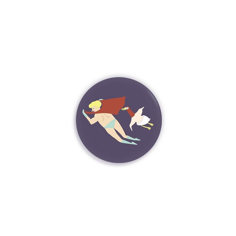 超人与鹅的裸奔(5.8cm) - 徽章/别针 - 其他金属 紫色