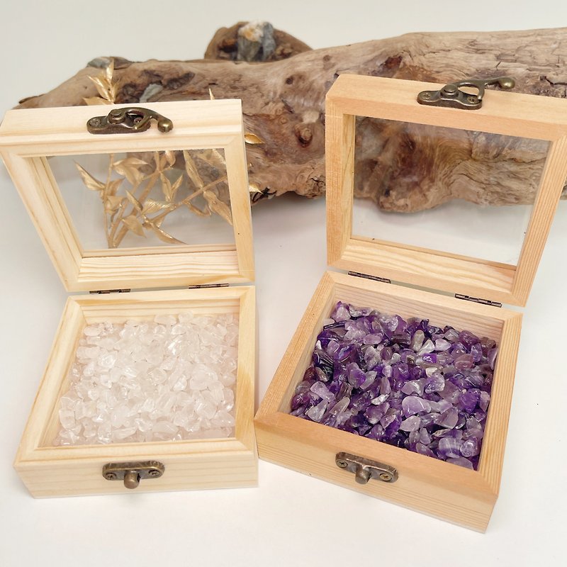 水晶消磁净化盒-小原木方形 - 摆饰 - 水晶 