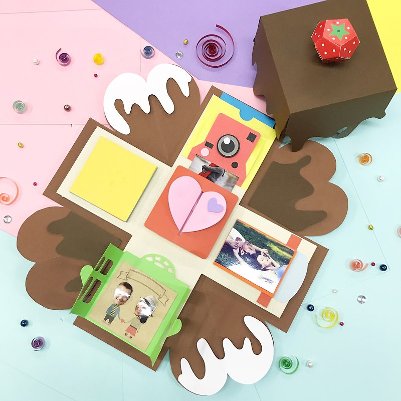 巧克力限定版爆炸盒连精巧5个机关材料包 - 木工/竹艺/纸艺 - 纸 咖啡色