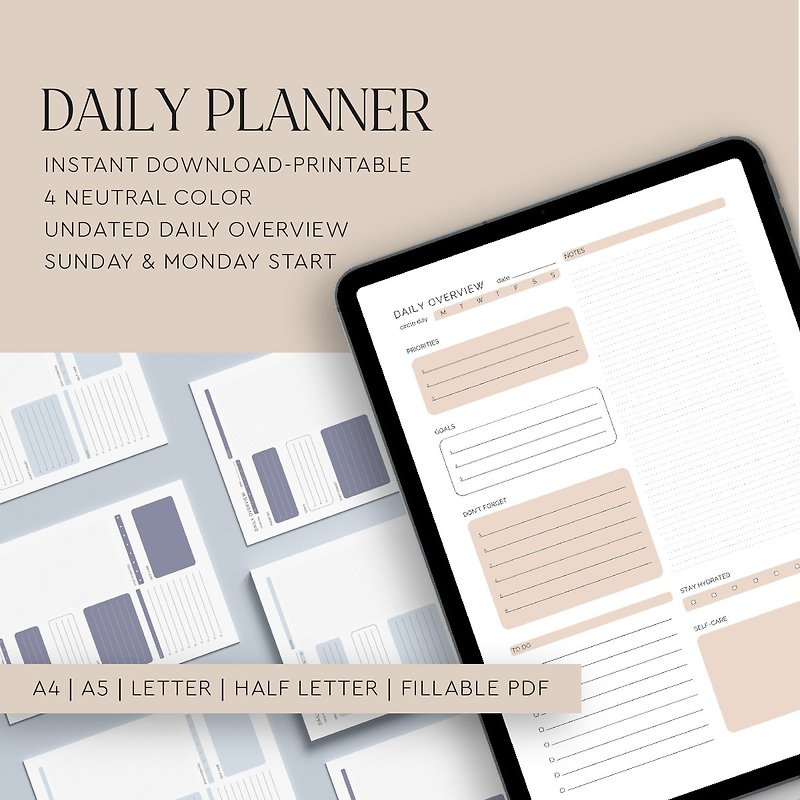 Daily Printable and Electronic Planner, Undated Planner, Goodnotes - 笔记本/手帐 - 其他材质 白色