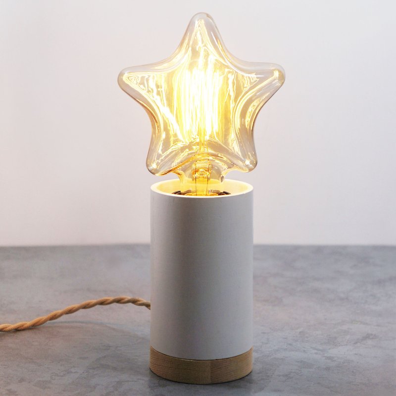 圆柱形木制小夜灯 - 含1个 星形灯泡 Edison-Style 爱迪生灯泡 - 灯具/灯饰 - 木头 白色
