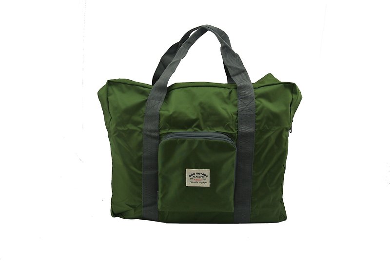 军绿色英伦风可折叠周末手提包 - 侧背包/斜挎包 - 聚酯纤维 绿色