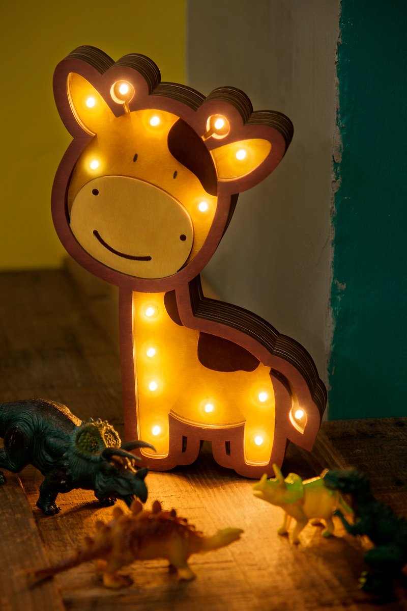 手工制造 长颈鹿立体木灯 座枱灯 小夜灯 圣诞生日礼物 儿童灯 - 灯具/灯饰 - 木头 咖啡色