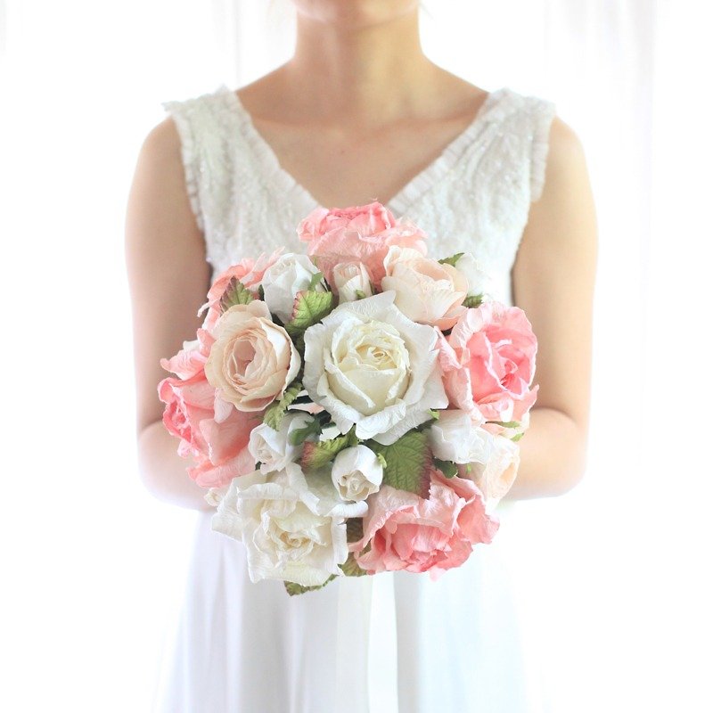 MB115 : Blush Wedding Flower Bridal Bouquet Strawberry Cream Size 10.5"x16" - 木工/竹艺/纸艺 - 纸 粉红色
