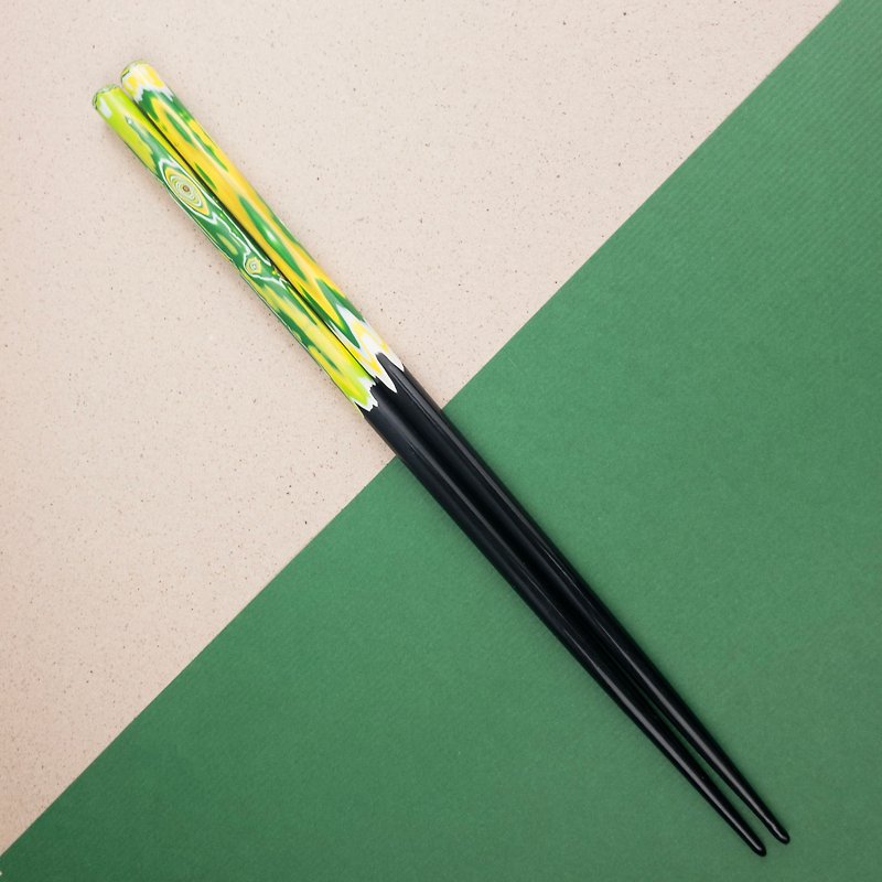 光山行/漆器筷子/一生一筷/半绿/环保餐具 - 筷子/筷架 - 木头 绿色