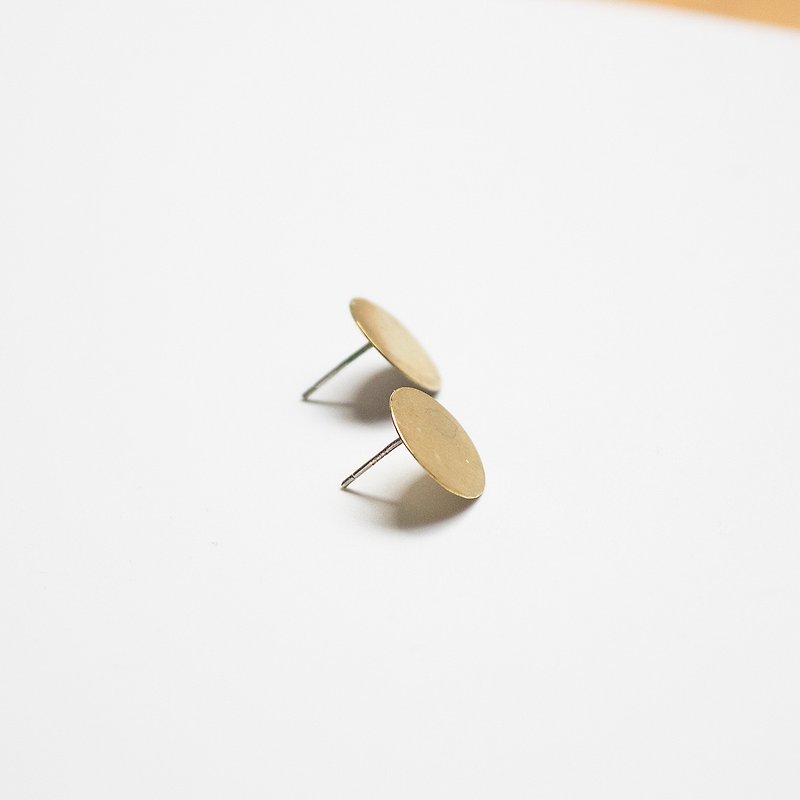 法式耳环 - 简单点点圆圆铜片耳环/小/可改夹/ 圣诞礼物定制 - 耳环/耳夹 - 铜/黄铜 金色