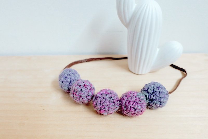 【endorphin】编织毛线球项链 - 项链 - 羊毛 紫色