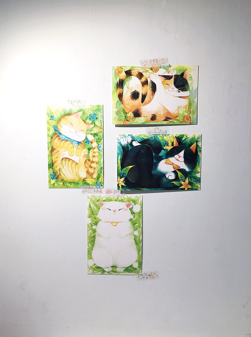 幸福慵懒的草原之猫/双面明信片postcard - 卡片/明信片 - 纸 