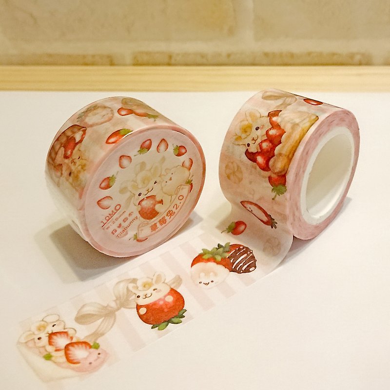 纸胶带 草莓兔2.0(草莓) - 纸胶带 - 纸 粉红色