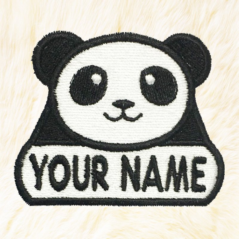 Panda Personalized Iron on Patch Your Name Your Text Buy 3 Get 1 Free - 编织/刺绣/羊毛毡/裁缝 - 绣线 黑色