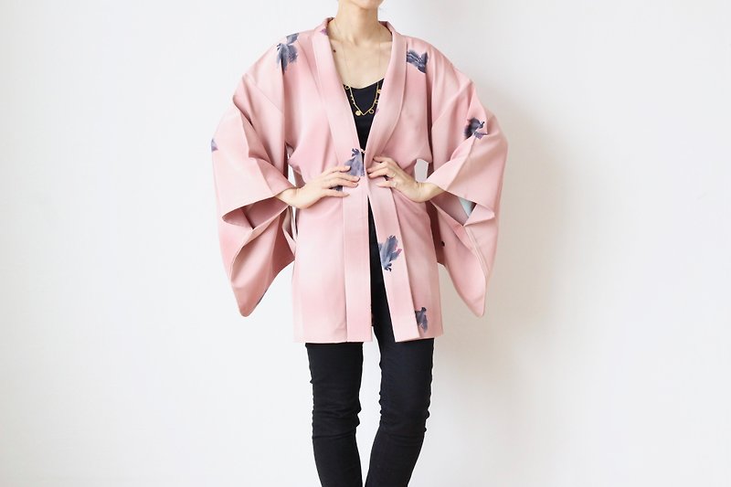 elegant floral kimono, haori /4278 - 女装休闲/机能外套 - 丝．绢 粉红色