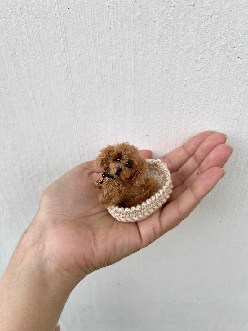 Miniature realistic poodle dog life like maltipoo puppy ooak mini 1 to 6 scale - 编织/刺绣/羊毛毡/裁缝 - 绣线 咖啡色