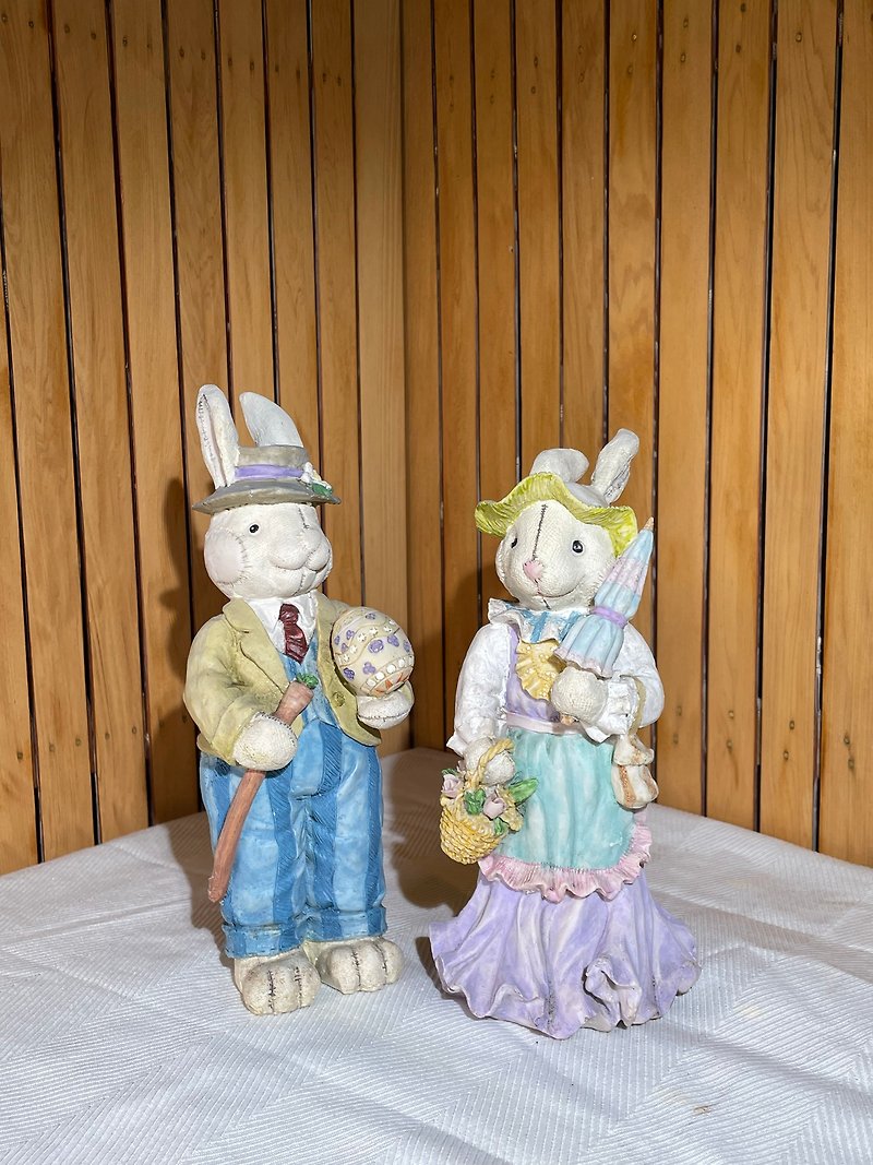 欧洲 乡村风 兔兔 双兔 摆件 手工艺品 收藏品 工艺品 摆饰 家饰 - 摆饰 - 其他材质 白色