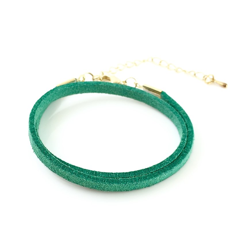 绿色-麂皮绕绳手环（也可以用作颈链） - 手链/手环 - 棉．麻 绿色