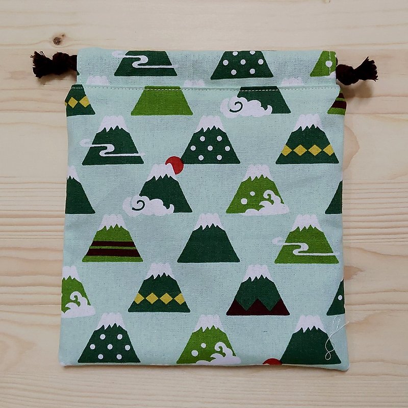 富士山束口袋(大)/订 - 化妆包/杂物包 - 棉．麻 绿色