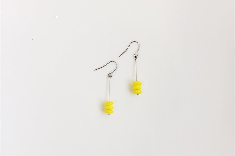 popcorn 不锈钢造型耳环 - 耳环/耳夹 - 玻璃 黄色
