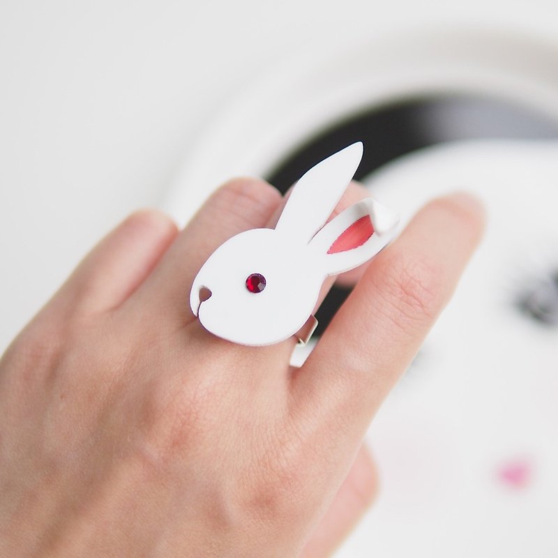 兔兔戒指 - 戒指 - 压克力 白色